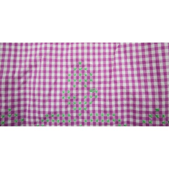 VINTAGE PURPLE CHECKERED PLAID EMBROIDERED HALF APRON - Picture 3 of 7